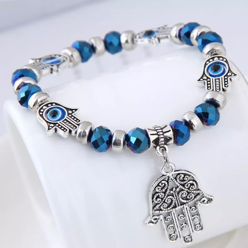 Hamsa Teal Blue Bracelet